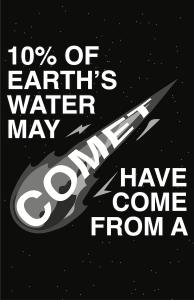 Graphic Design of a comet with words 10% of Earth's Water May Have Come from a Comet