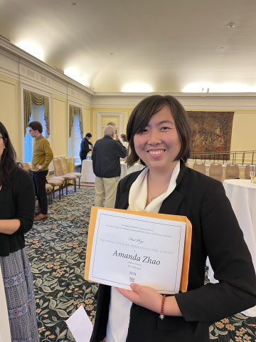 Amanda Zhao with her NCBCC Certificate
